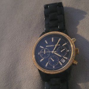 Michael Kors Ritz Blue Dial Chronograph Navy Tortoise Acetate Ladies Watch MK627